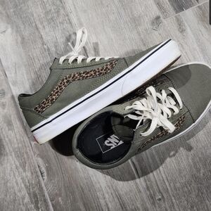 Vans Olive and Animal Print Sneakers